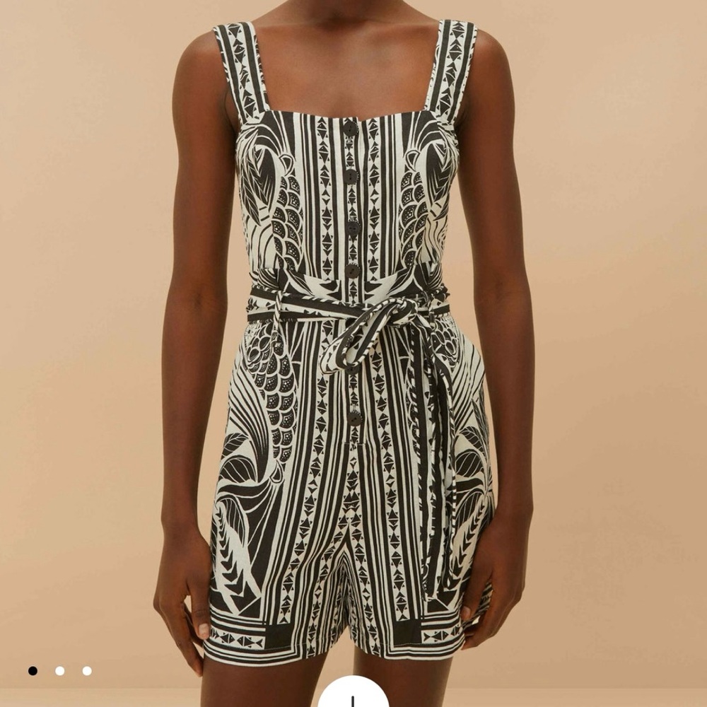 FARM Rio Black and White Geometric Romper